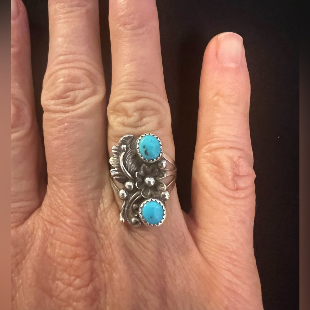 Antique Silver Turquoise Ring